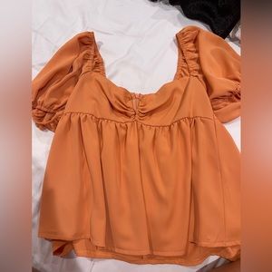Orange baby doll top worn once